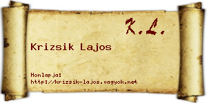 Krizsik Lajos névjegykártya